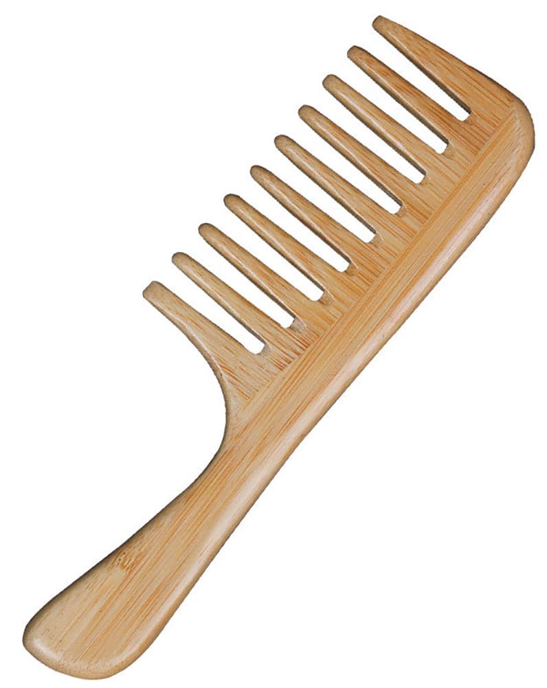 Natural Bamboo Wide-Tooth Comb | Anti-Static Detangling & Styling Tool – Eco-Luxury Craft