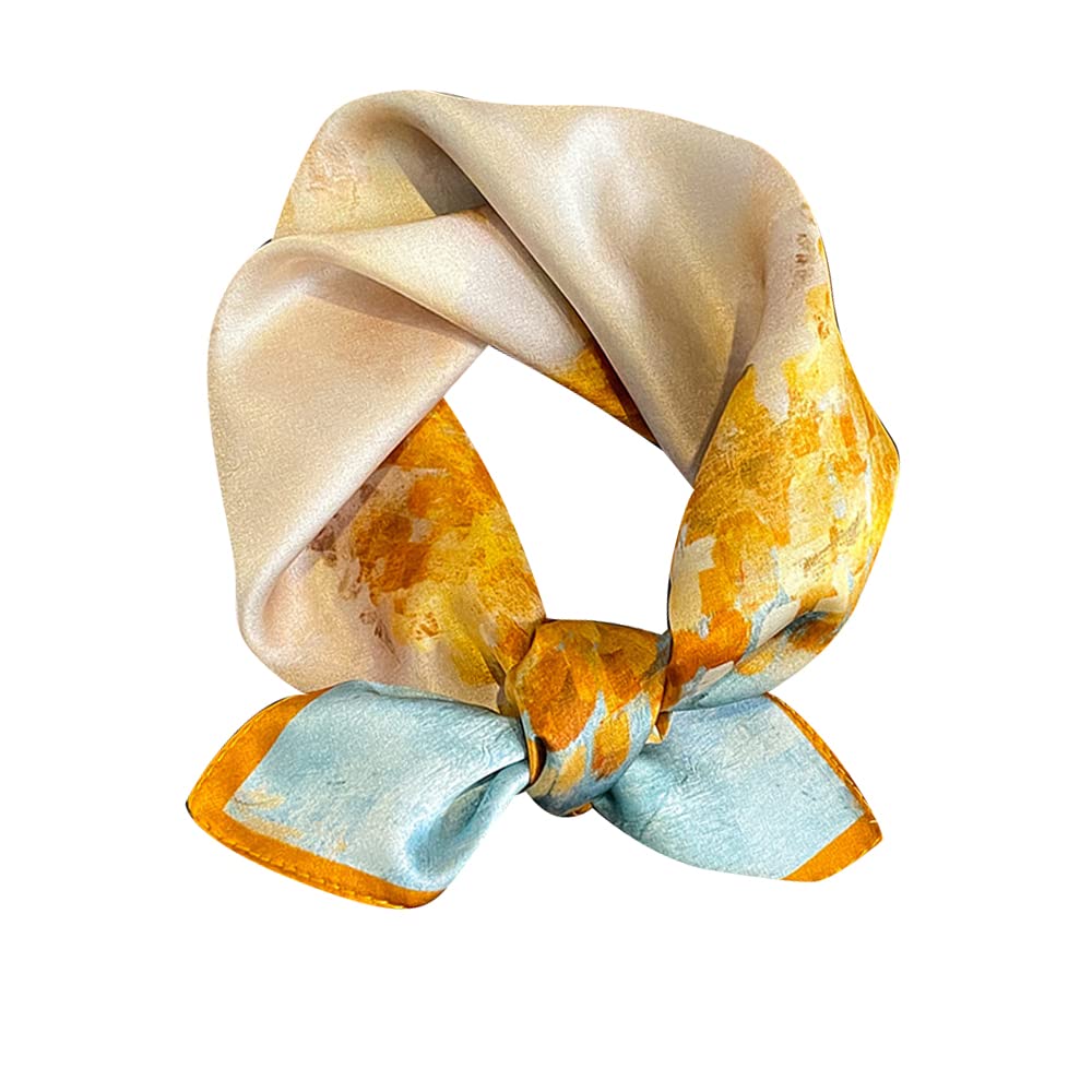 The Signature Square in Azure & Gold | 100% Pure Mulberry Silk