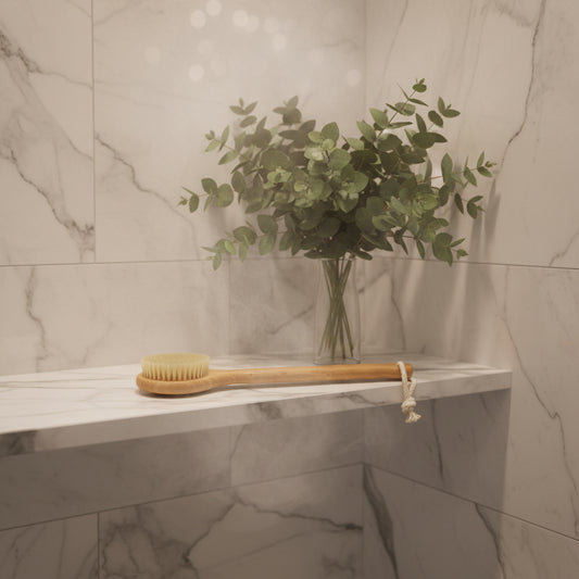 12.6" Long Handle Dry Body Brush | Lymphatic Detox & Exfoliating Scrubber