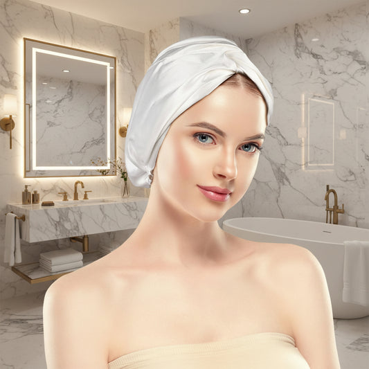Premium Grade-6A Silk Sleep Bonnet | Twist Knot Hair Wrap in Ivory