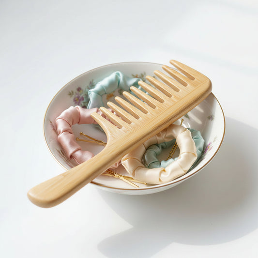 Natural Bamboo Wide-Tooth Comb | Anti-Static Detangling & Styling Tool – Eco-Luxury Craft