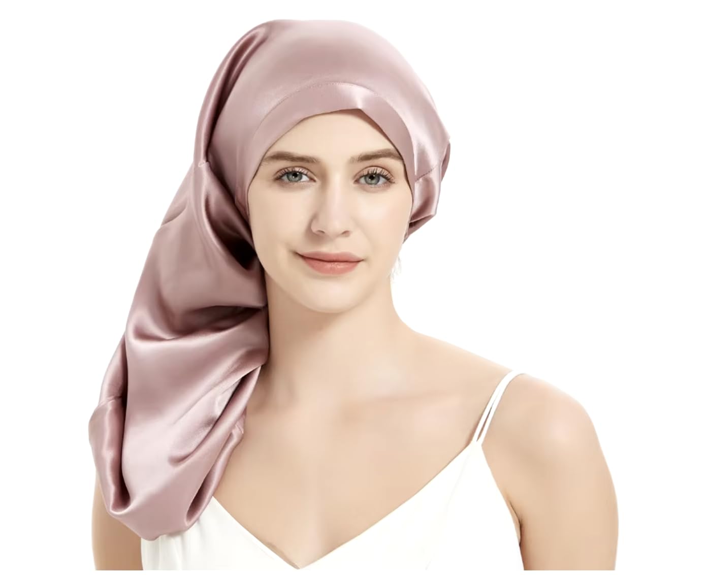 Oversized Pure Mulberry Silk Bonnet | Long Hair Overnight Sleep Cap – Rosy