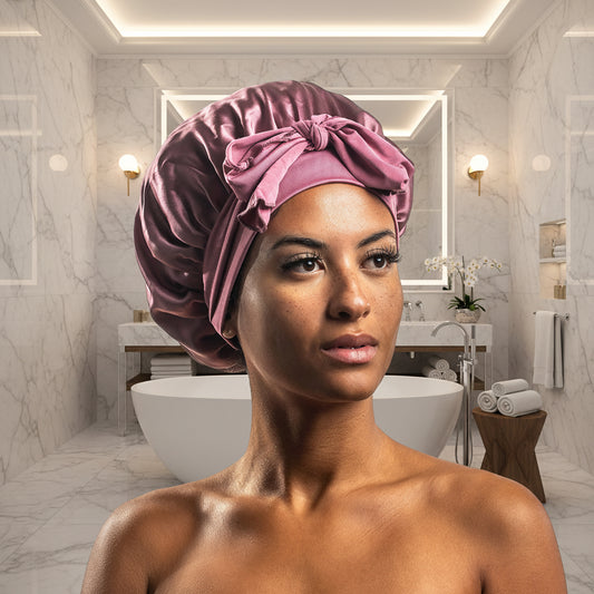 100% Pure Mulberry Silk Bonnet | Extra Large Adjustable Tie Wrap – Rose Pink