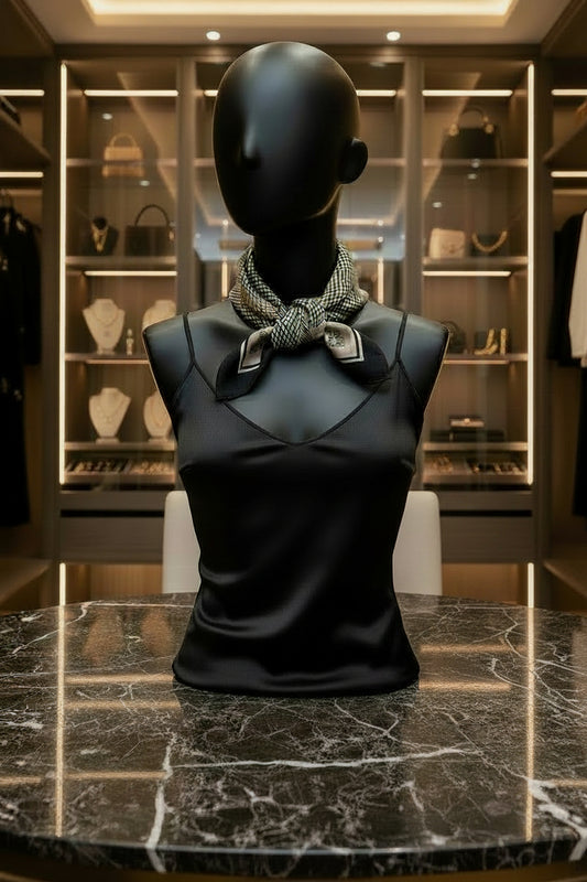 Houndstooth Black | 100% Mulberry Silk