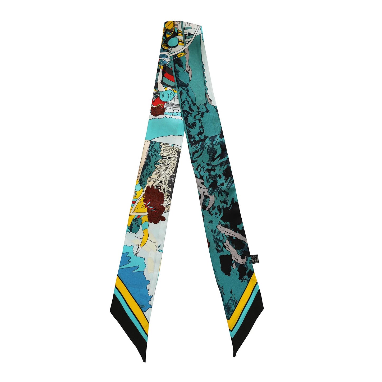 Pure Mulberry Silk Twilly Scarf | Classic Equestrian Green Accent Ribbon