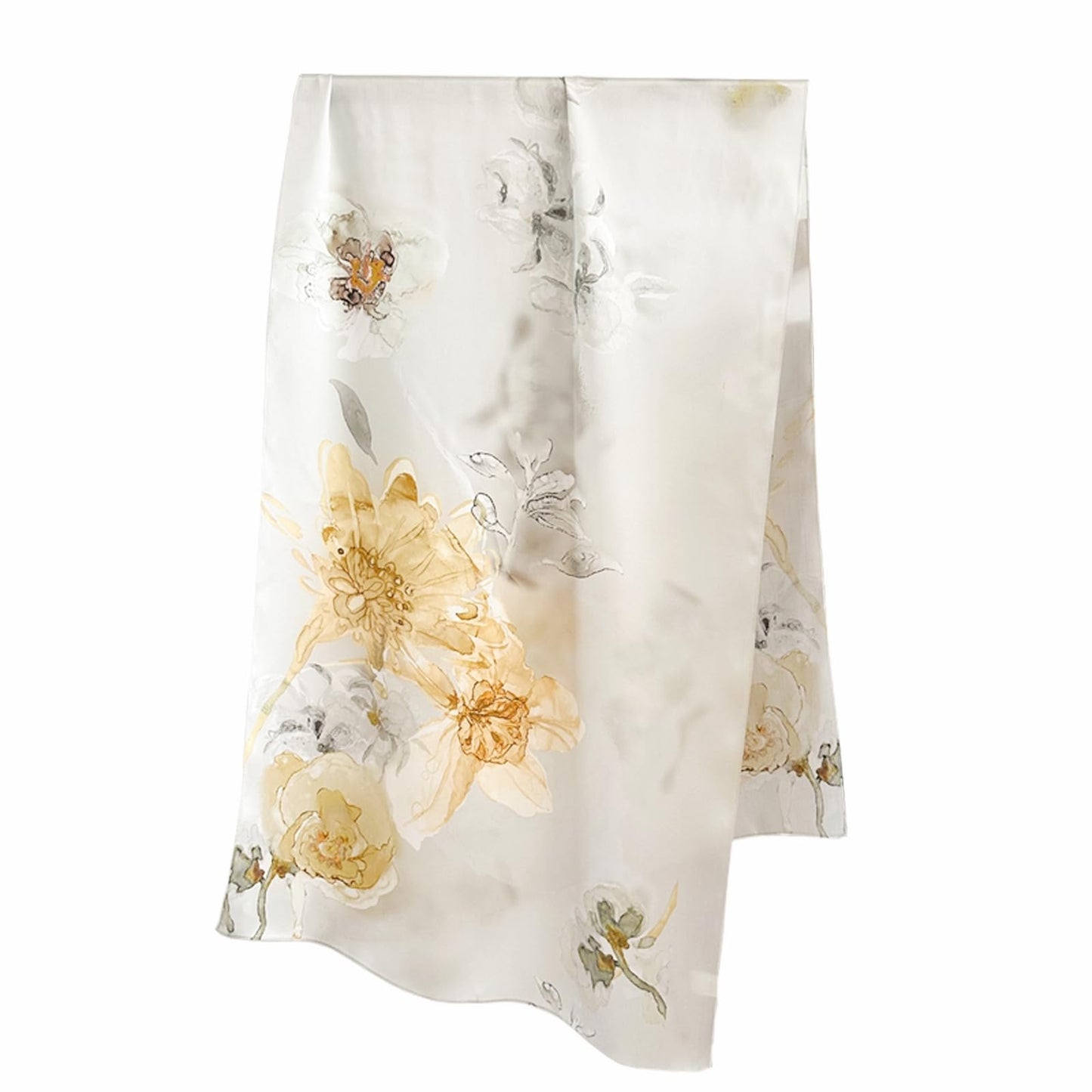 The Floral Silk Wrap in Golden Bloom | 100% Mulberry Silk