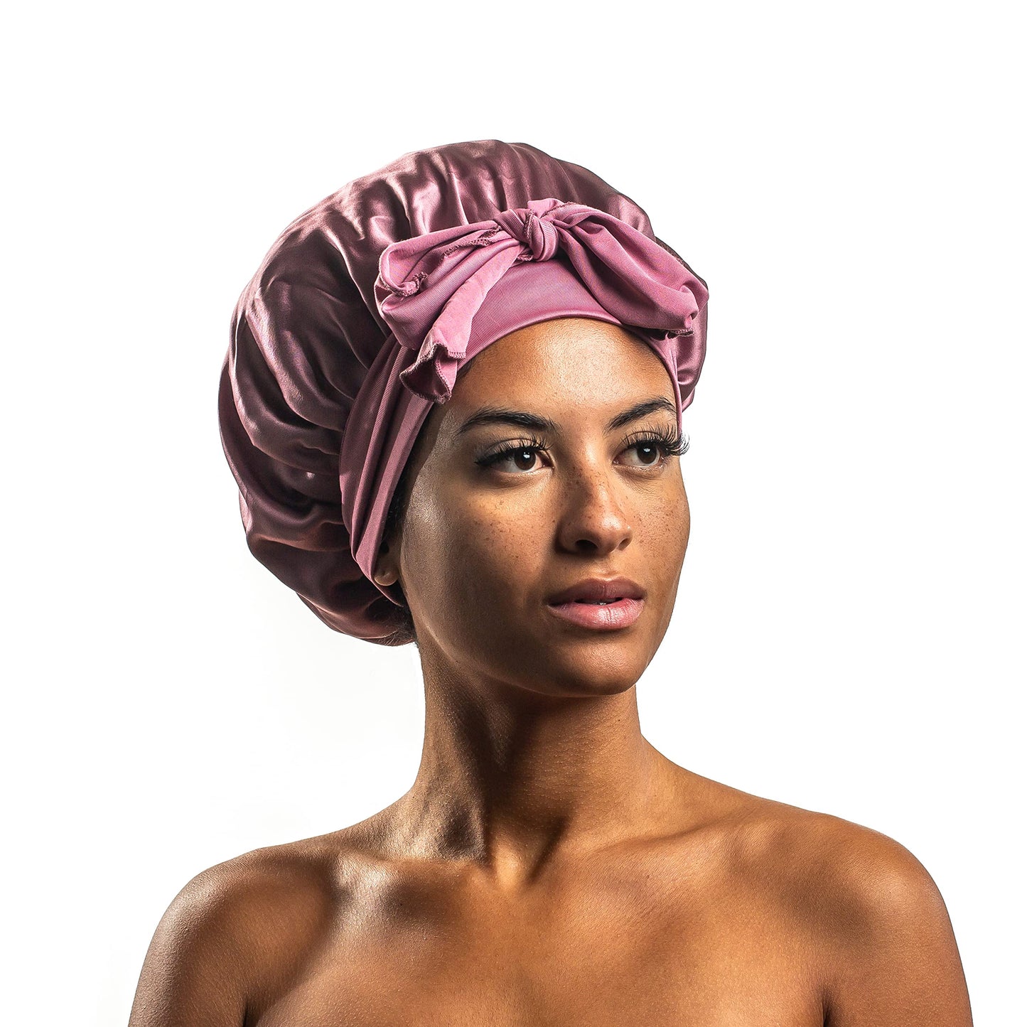 100% Pure Mulberry Silk Bonnet | Extra Large Adjustable Tie Wrap – Rose Pink